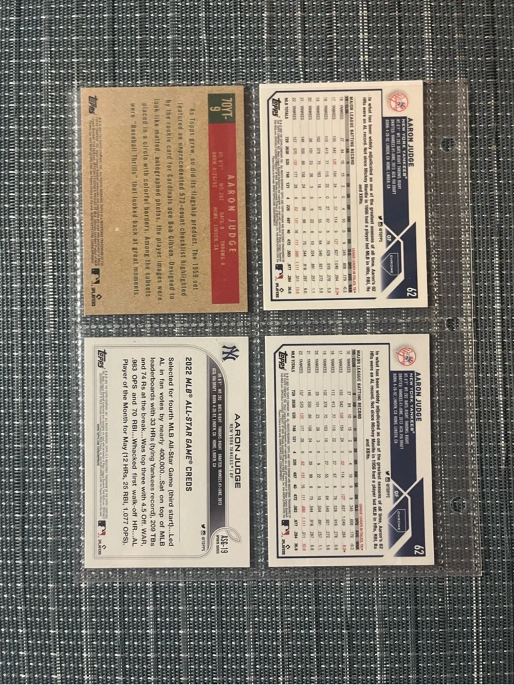 ⚾️ Aaron Judge MLB Baseball Sports Trading Card, Lot of 4 Cards